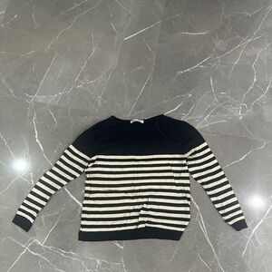 Zara Black and Cream Striped Sweater